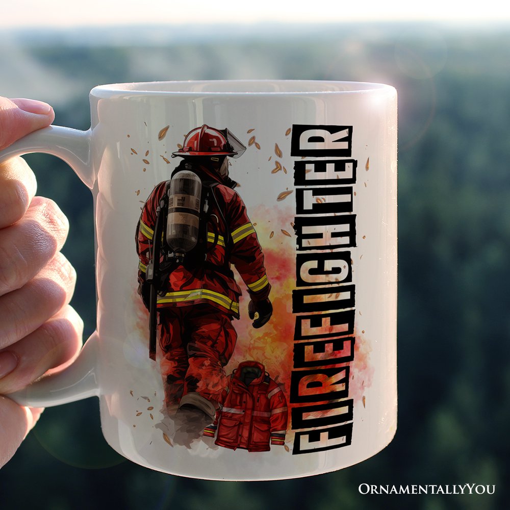 Firefighter Personalized Mug, Appreciation Fire Department Custom Gift with Name