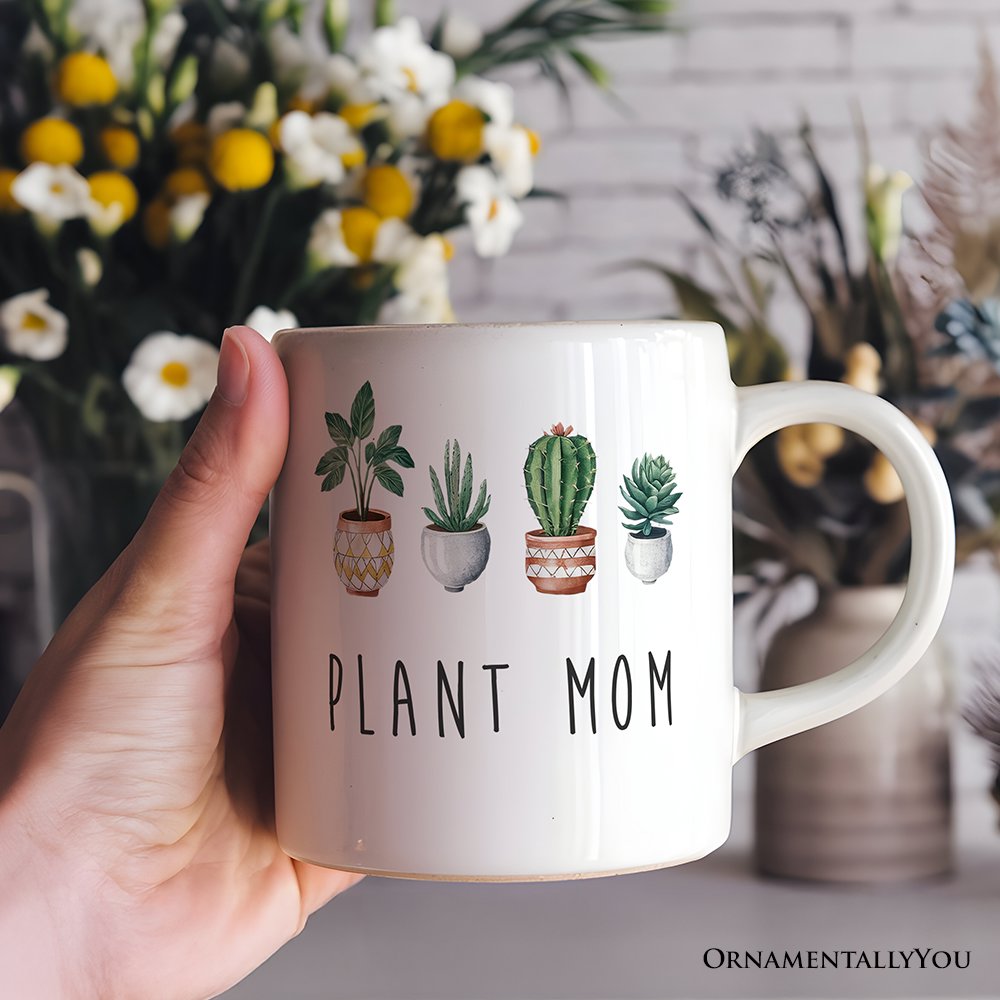 Minimalist Plant Mom Personalized Mug, Custom Gift with Name for Plant Lovers