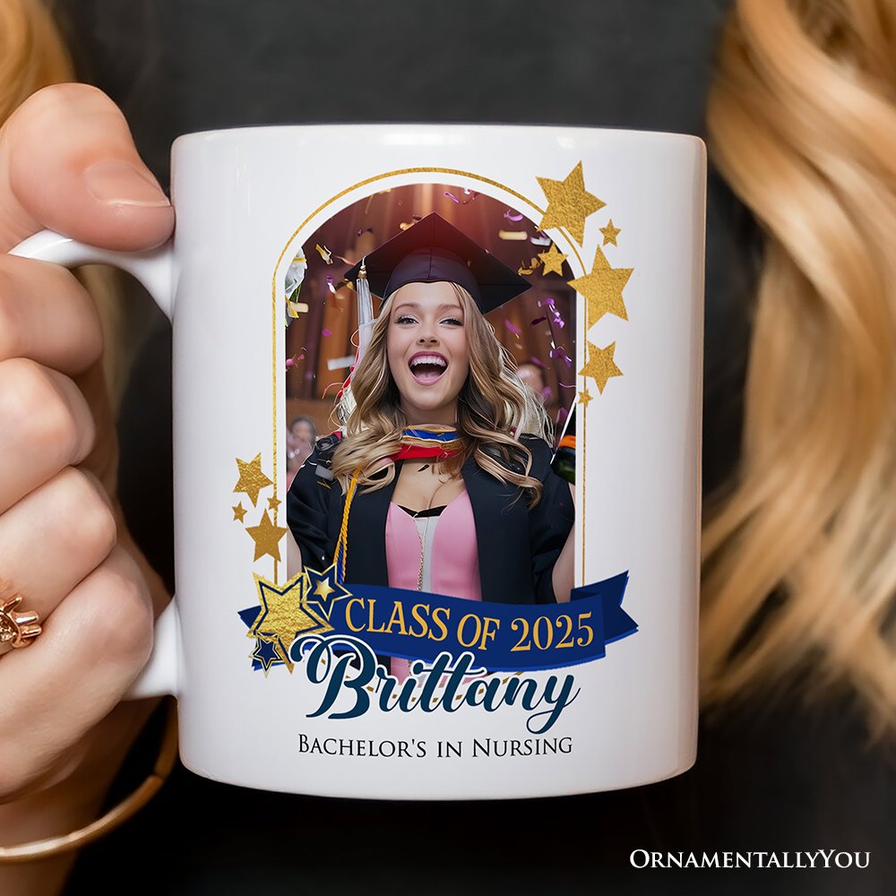 Graduation Photo Upload Personalized Mug, Prom Party Custom Gift with Name