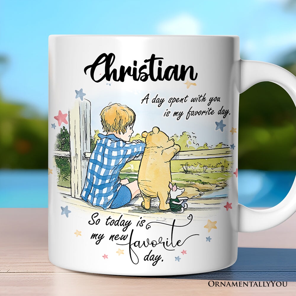 A Day with You is My Favorite Personalized Mug, Pooh Bear's Sentimental Quote with Custom Name