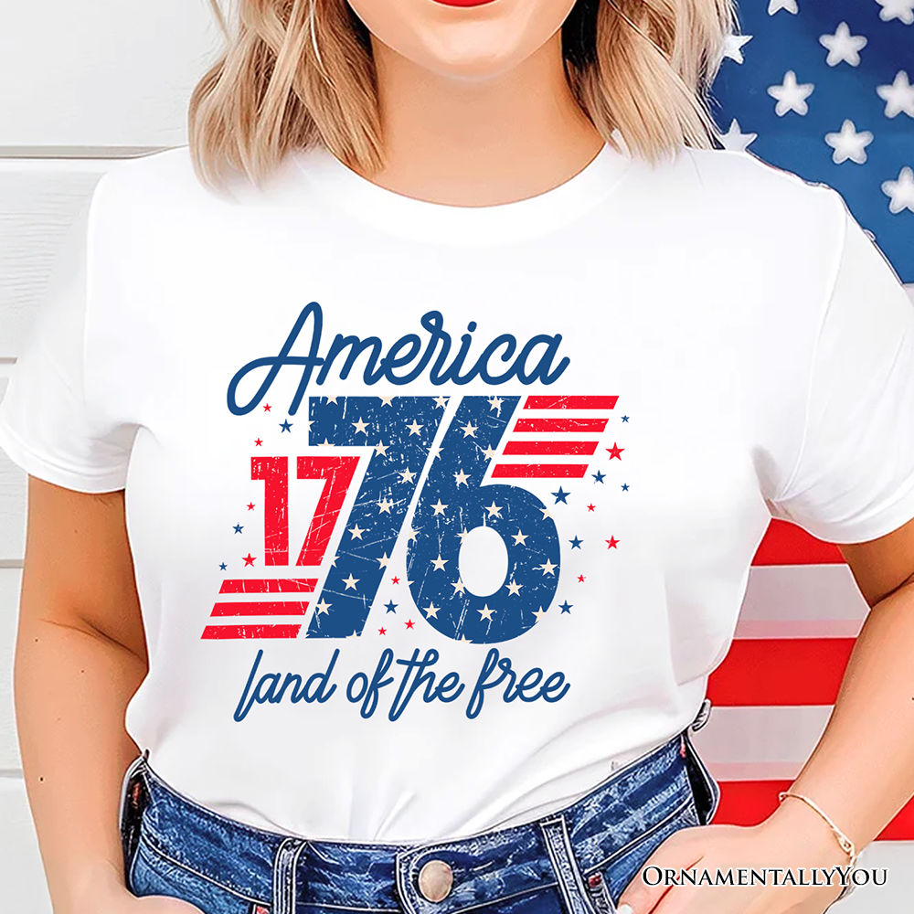America 1776 Land of the Free T-Shirt, Vintage 4th of July Tee