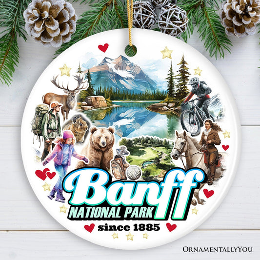 Artistic Banff National Park Ceramic Ornament, Vintage Canada Souvenir and Christmas Decor