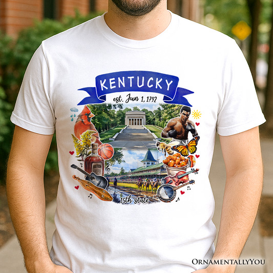 Artistic Kentucky State Themes and Landmarks T-Shirt, Tee for History and Travel Lovers
