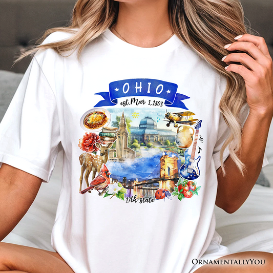 Artistic Ohio State Themes and Landmarks T-Shirt, Tee for History and Travel Lovers