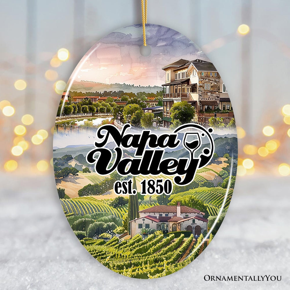 Beautiful Napa Valley Ceramic Ornament, California's World Class Vineyards and Wineries Christmas Gift