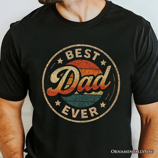 Best Dad Ever Retro Sunset T-Shirt, Black Vintage Fathers Gift Tee