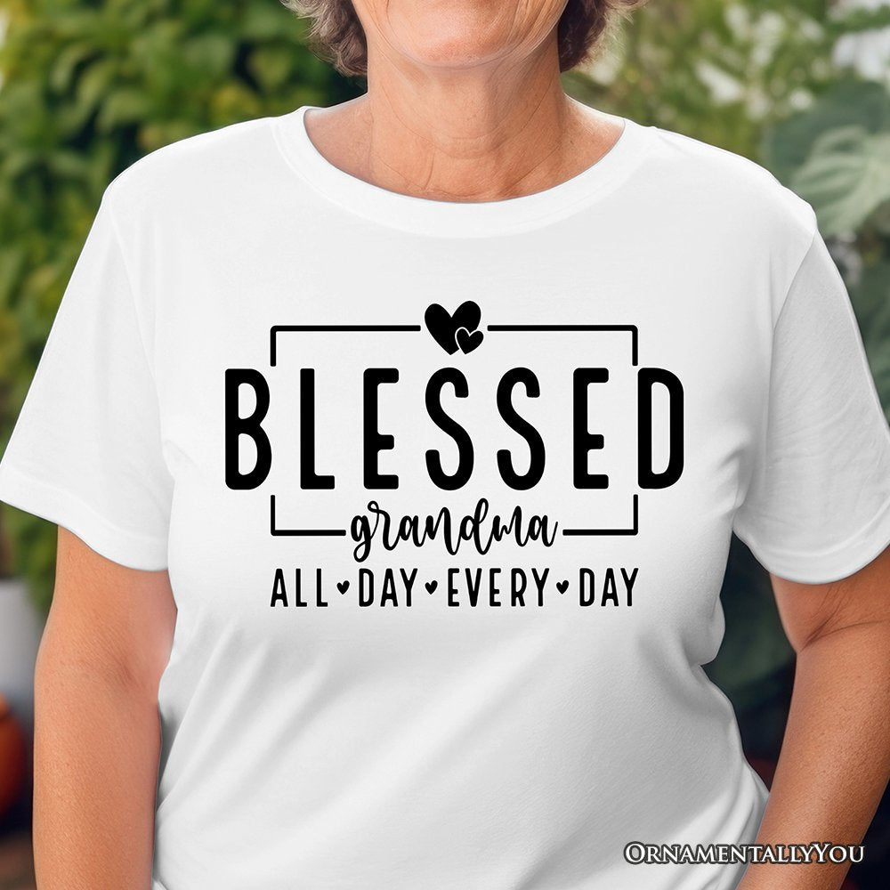 Blessed Grandma T-Shirt, All Day Every Day White and Black Tee for Faithful Grandmothers