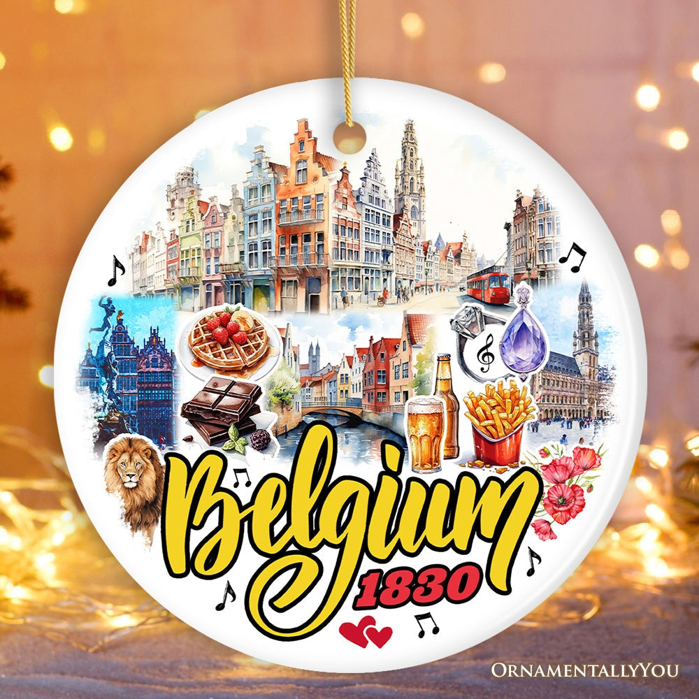 Charming Belgium Christmas Ornament, Iconic Landmarks and Cultural Heritage Gift for Travel Lovers