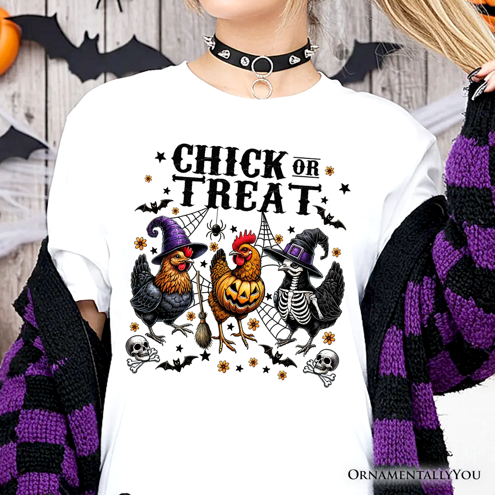Chick or Treat Chicken T-Shirt, Funny Farmhouse Halloween Tee