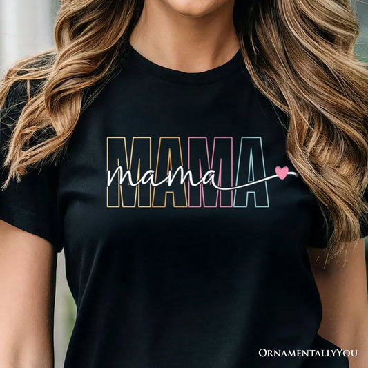 Colorblock Mama T-Shirt, Black Trendy Casual Women's Tee
