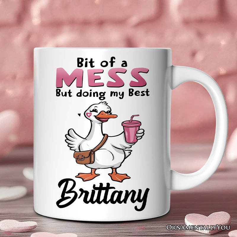 Coquette Pink Goose Personalized Mug, Sassy Gift With Custom Name