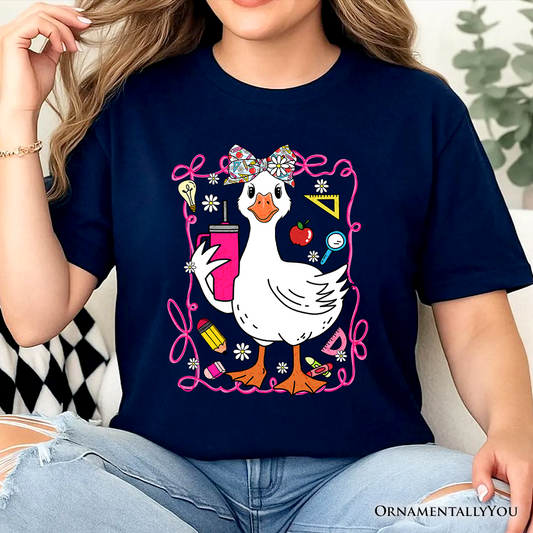 Coquette Teacher Goose T-Shirt, Funny Classroom Tee for Educators