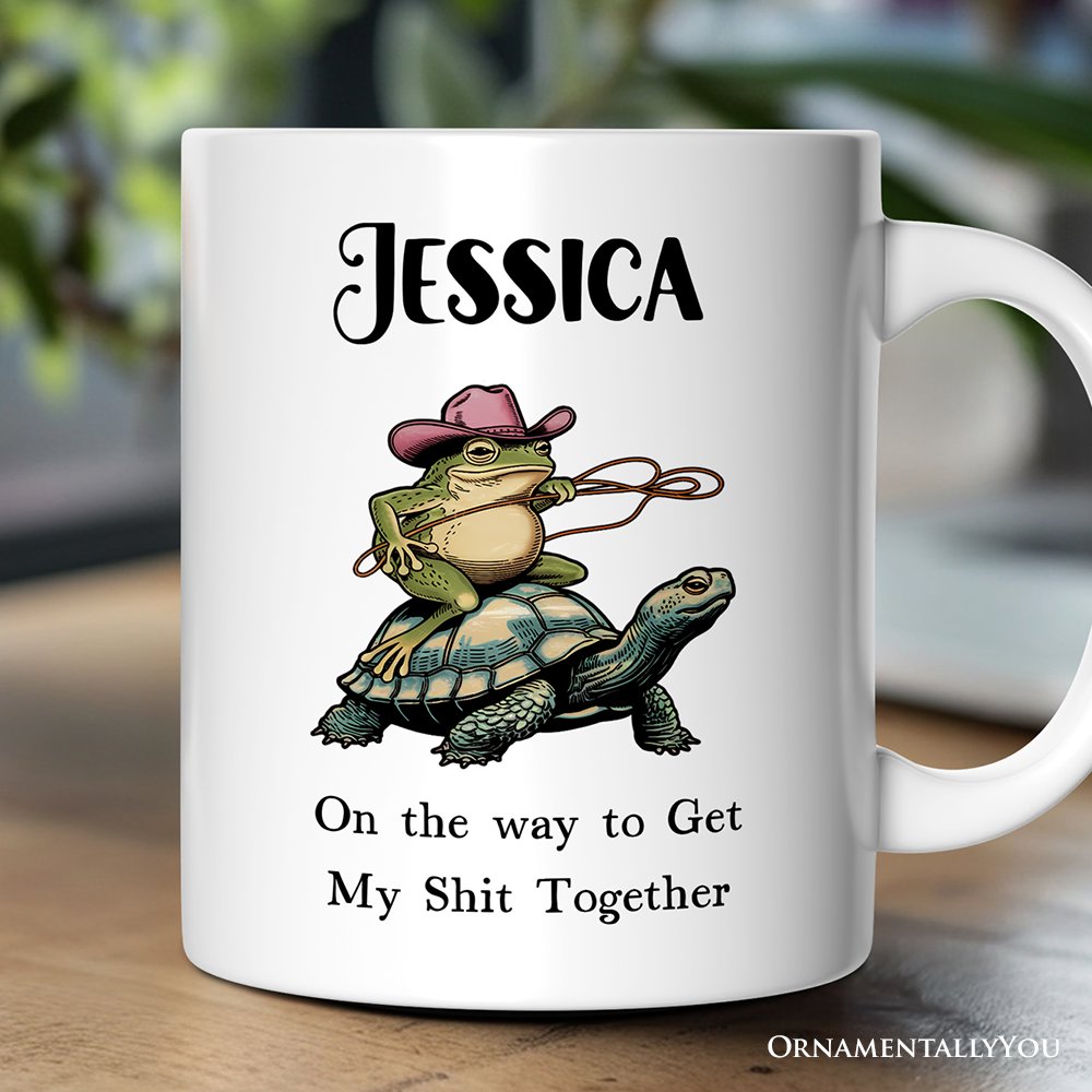 Cowboy Frog And Turtle Personalized Mug, Sarcastic Quote Gift With Custom Name
