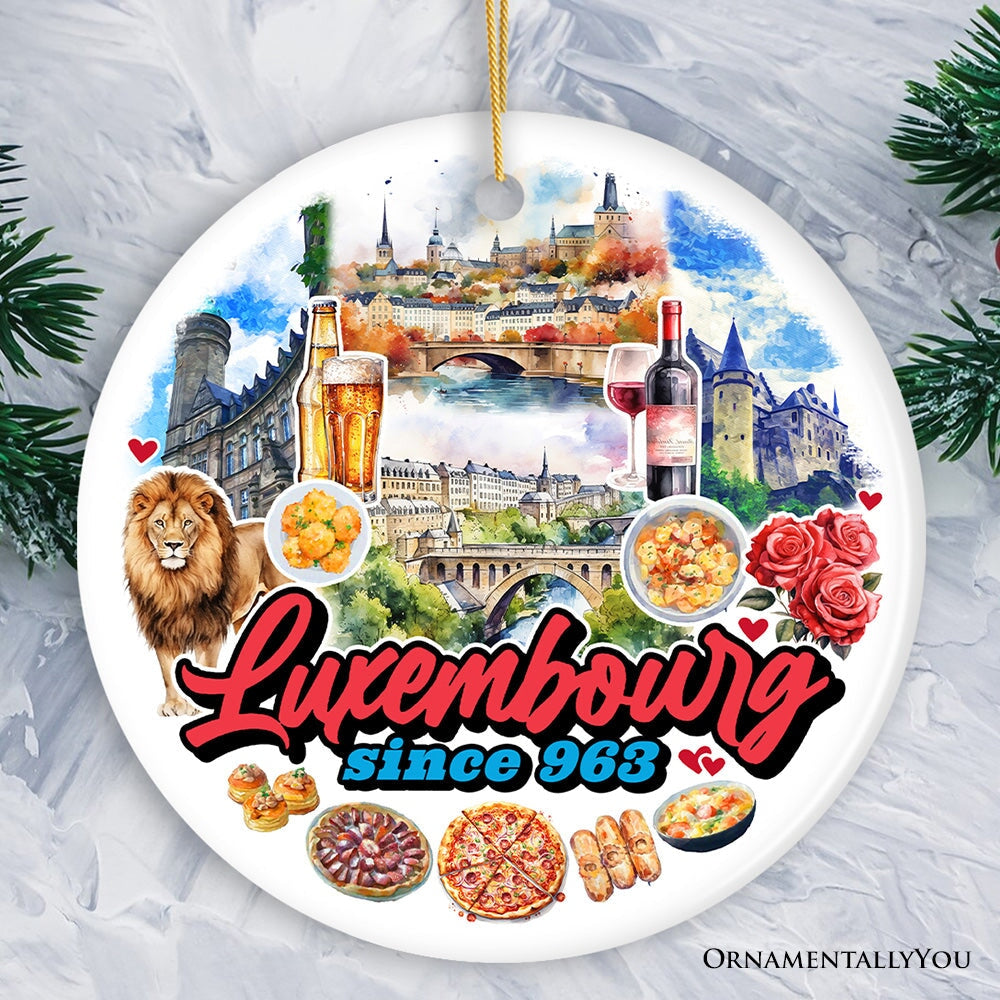 Enchanting Luxembourg Christmas Ornament, European Heritage of Castle and Landmarks Keepsake