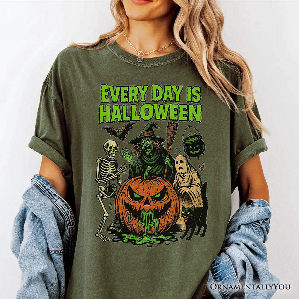 Every Day Is Halloween T-Shirt, Vintage Pumpkin Witch Spooky Tee for Eternal Spook Enthusiasts