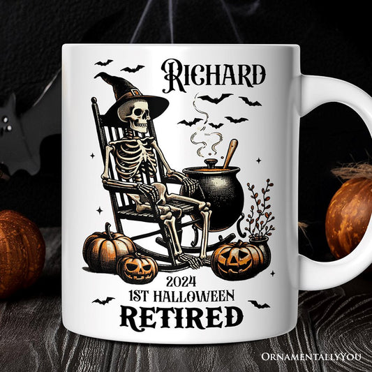 Funny Retired Skeleton Mug, Personalized Halloween Mug Gift