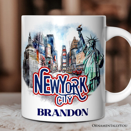 Handmade Artistic New York City Personalized Mug With Custom Name