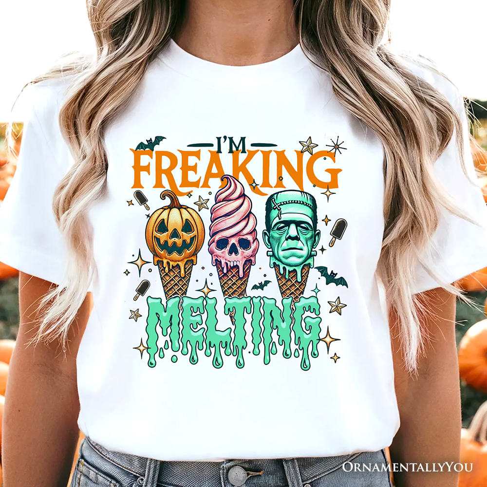 I’m Freaking Melting Frankenstein T-Shirt, Funny Ice Cream Halloween Tee for Summer Spooky Season