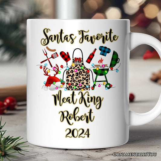 Personalized Mug BBQ Buffalo Plaid Christmas, Barbecue Gift