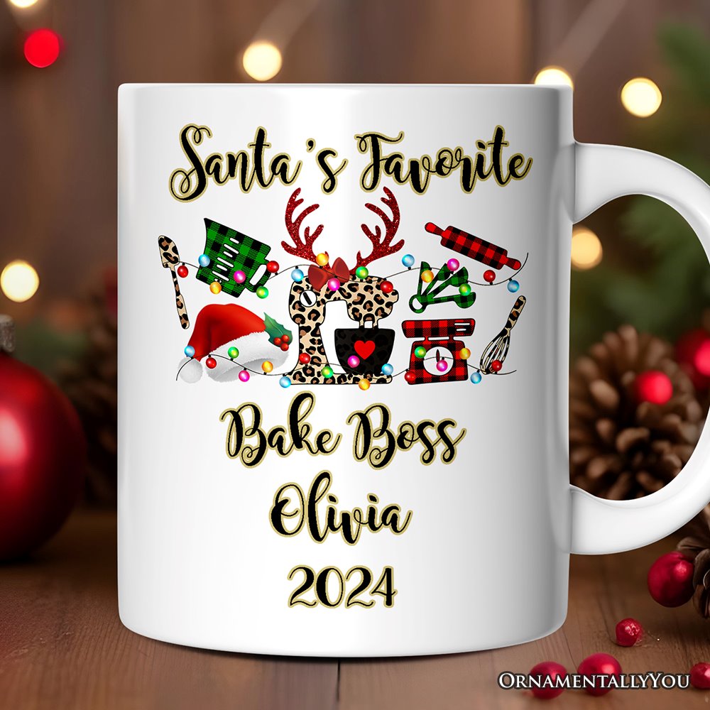 Personalized Mug Baker Buffalo Plaid Christmas, Baking Gift