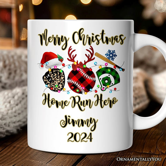 Personalized Mug Baseball Buffalo Plaid Christmas, Team and Coaches Gift