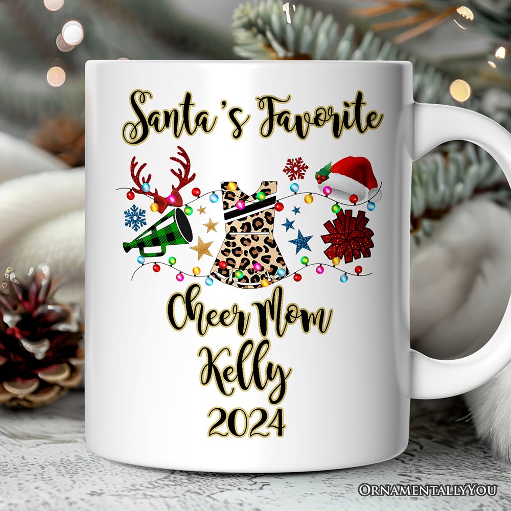 Personalized Mug Cheerleader Buffalo Plaid Christmas, Cheer Mom Gift