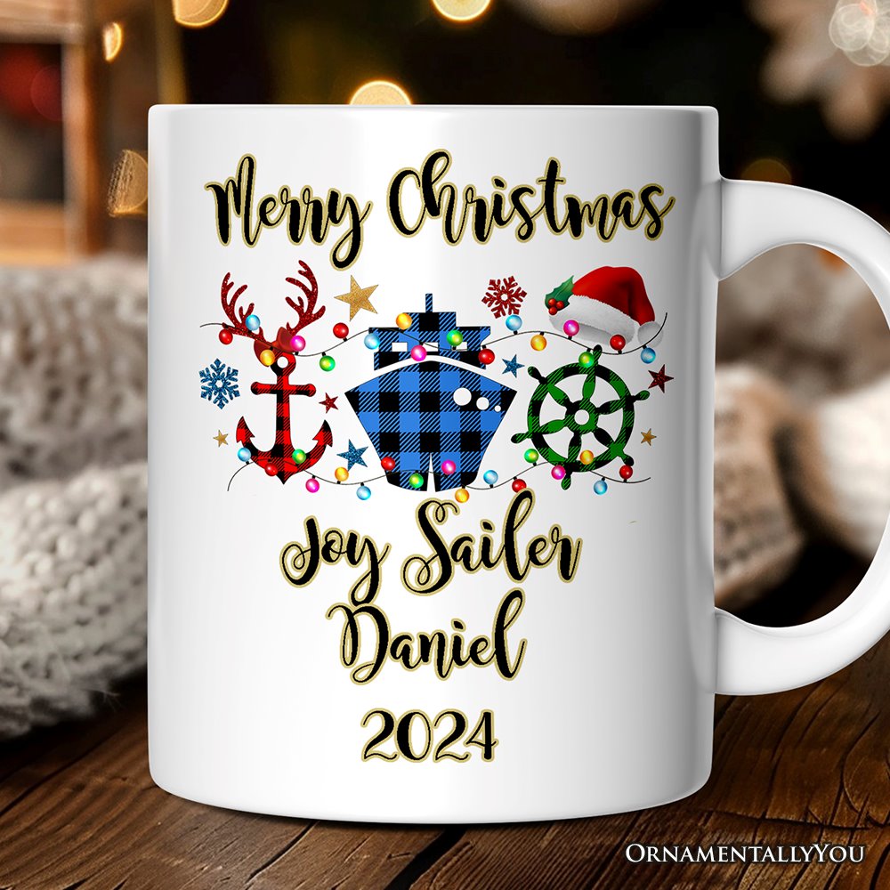 Personalized Mug Cruise Vacation Buffalo Plaid Christmas Gift