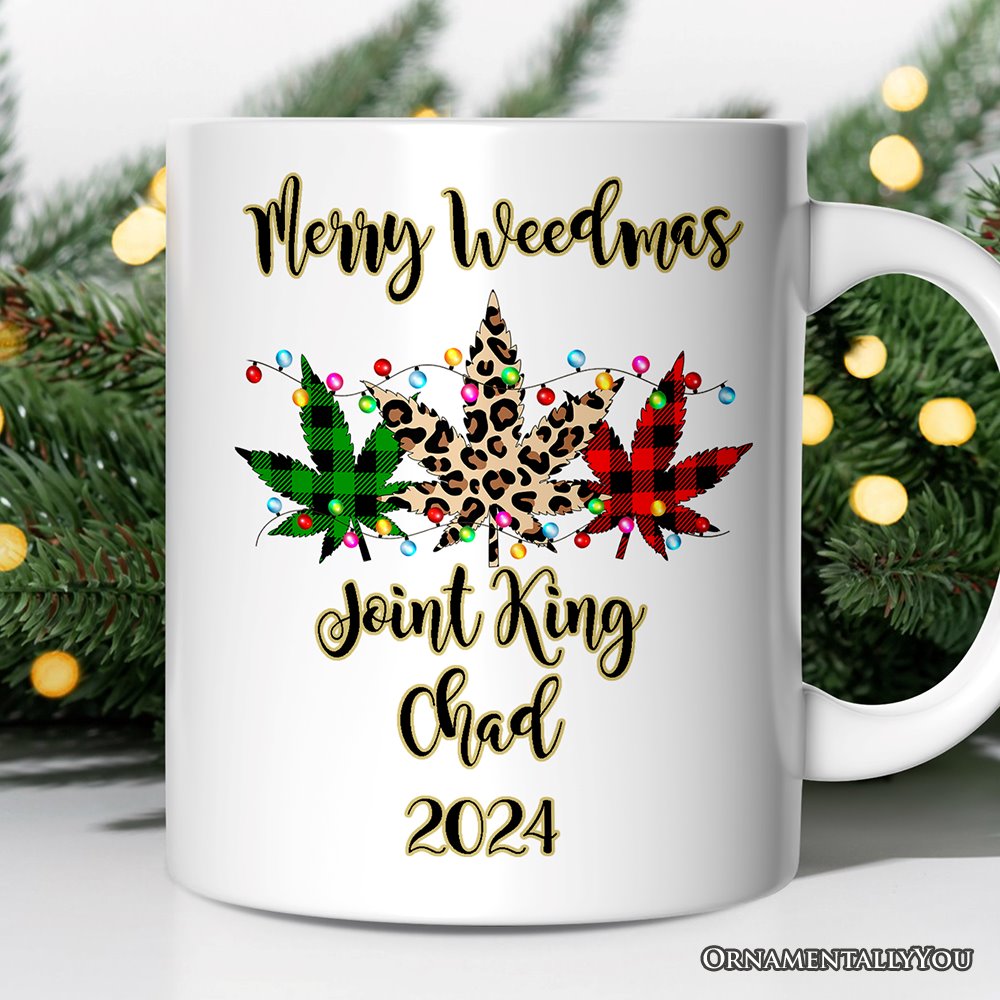 Personalized Mug Marijuanna Buffalo Plaid Christmas Cannabis Gift