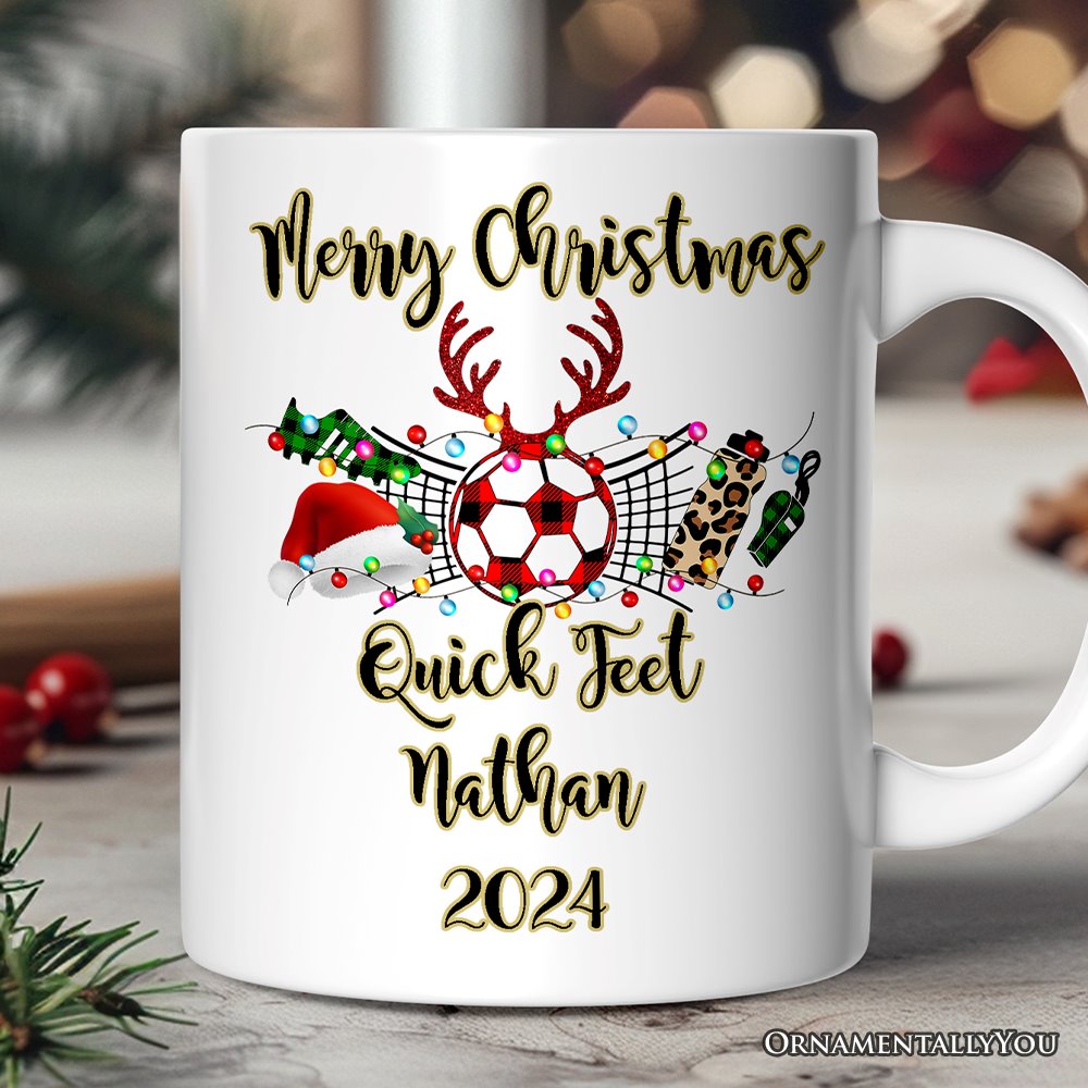 Personalized Mug Soccer Buffalo Plaid Christmas, Team and Coaches Gift