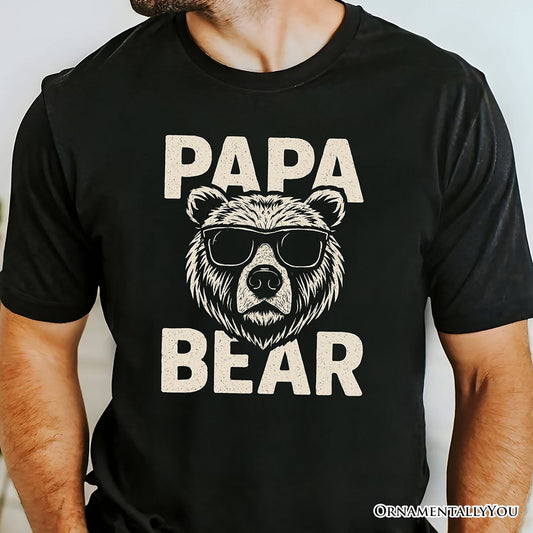 Papa Bear Sunglasses T-Shirt, Black Vintage Tee for Cool Dads