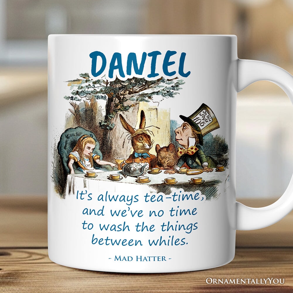 Personalized Mug It's Always Tea Time, Vintage Alice in Mad Tea Party