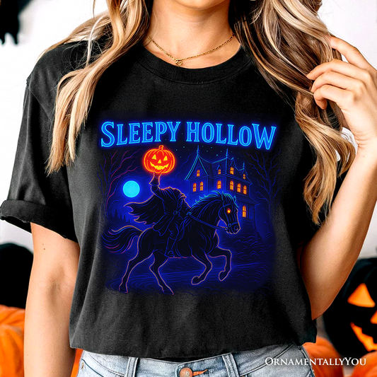 Sleepy Hollow Headless Horseman T-Shirt, Neon Retro Halloween Tee for Spooky Season