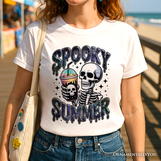 Spooky Summer Skeleton T-Shirt, Snarky Halloween Tee for Coffee and Horror Fanatics