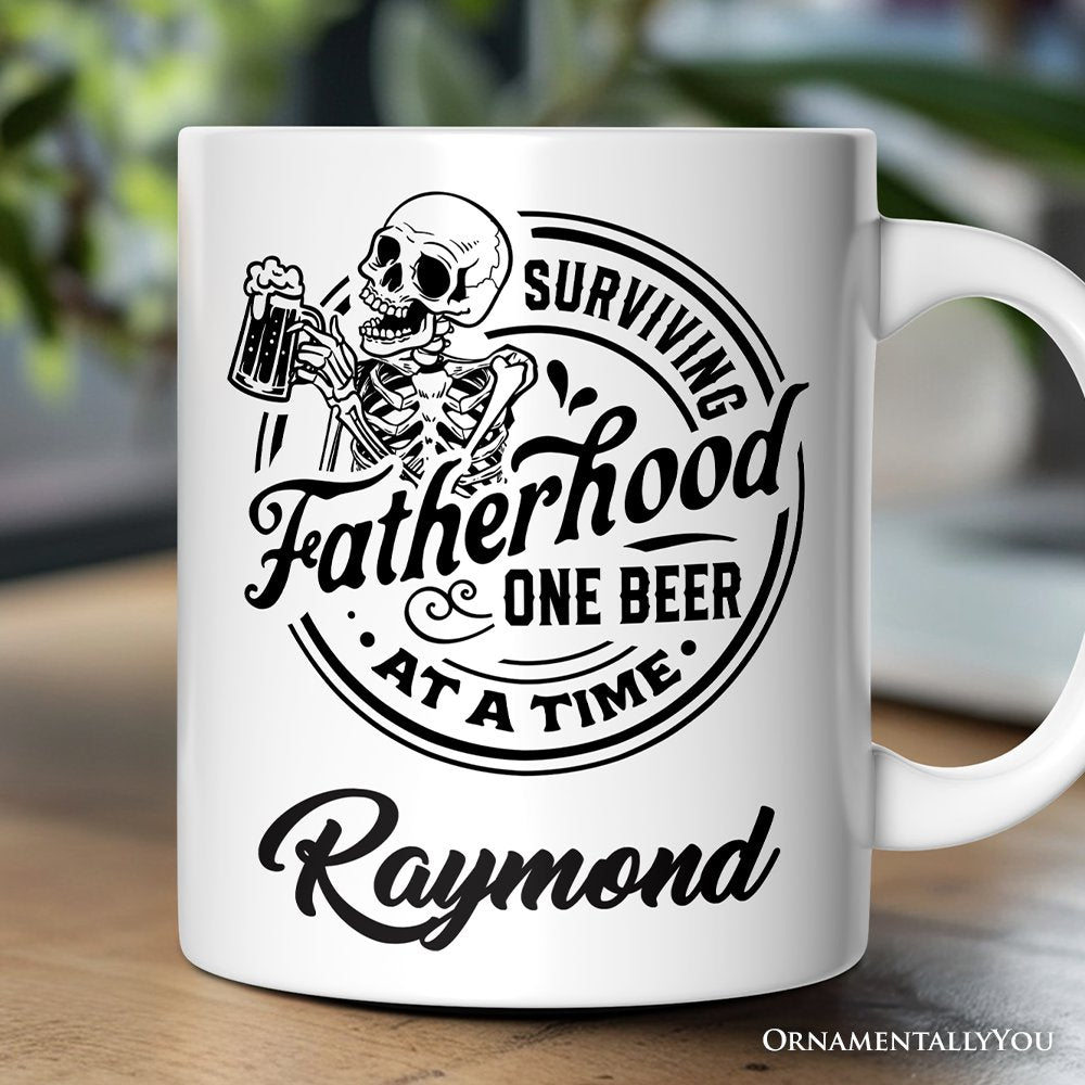 Surviving Fatherhood Personalized Mug, Beer Dad Gift with Custom Name