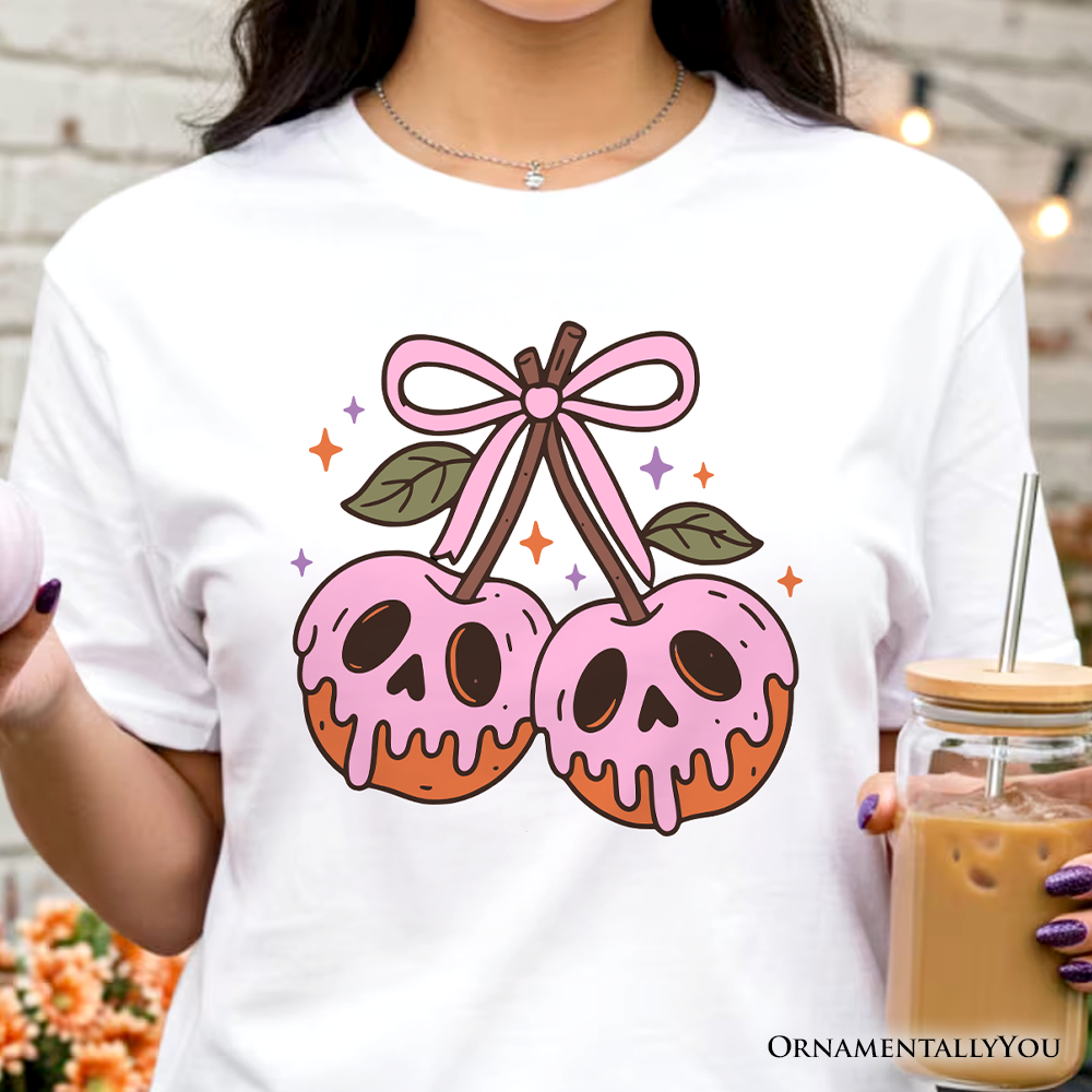Sweet and Spooky Poison Cherries Halloween T-Shirt, Coquette Skulls Tee