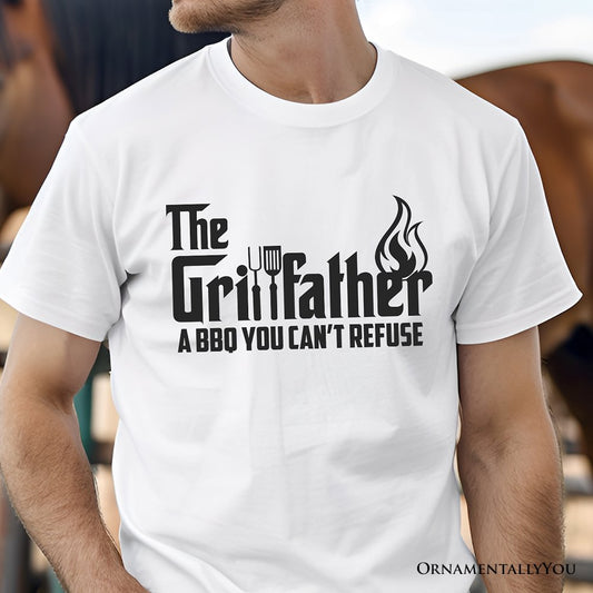 The Grillfather BBQ T-Shirt, White Funny Tee for Grillmaster Dads