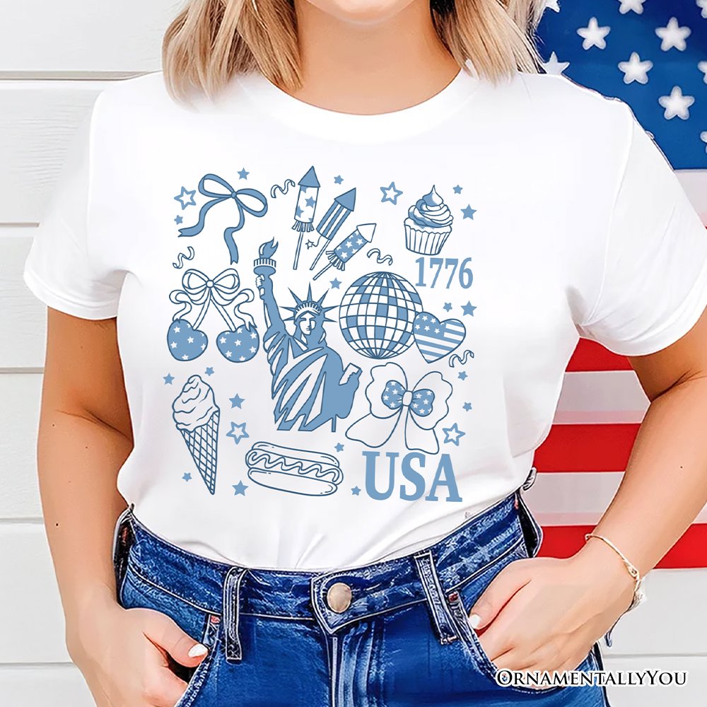 USA Liberty Retro Coquette T-Shirt, 1776 Patriotic 4th of July Tee