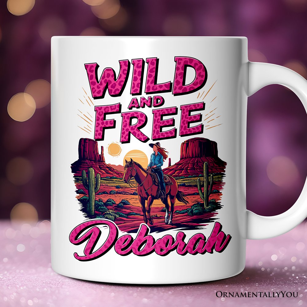 Wild And Free Western Personalized Mug, Woman Gift With Custom Name
