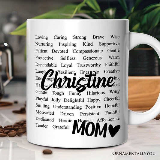 Words That Define Mom Personalized Mug, Appreciation Gift For Mom With Custom Name