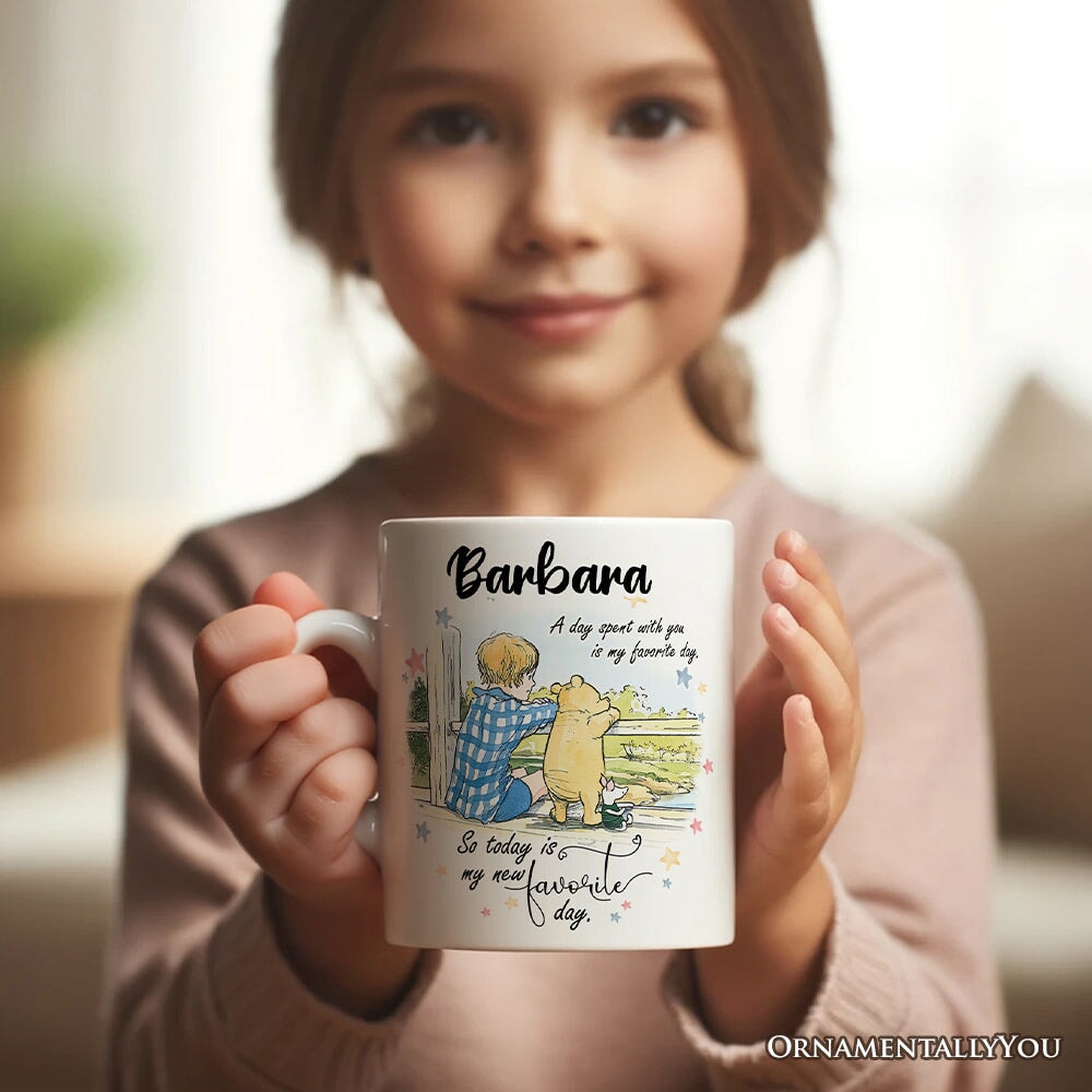 A Day with You is My Favorite Personalized Mug, Pooh Bear's Sentimental Quote with Custom Name