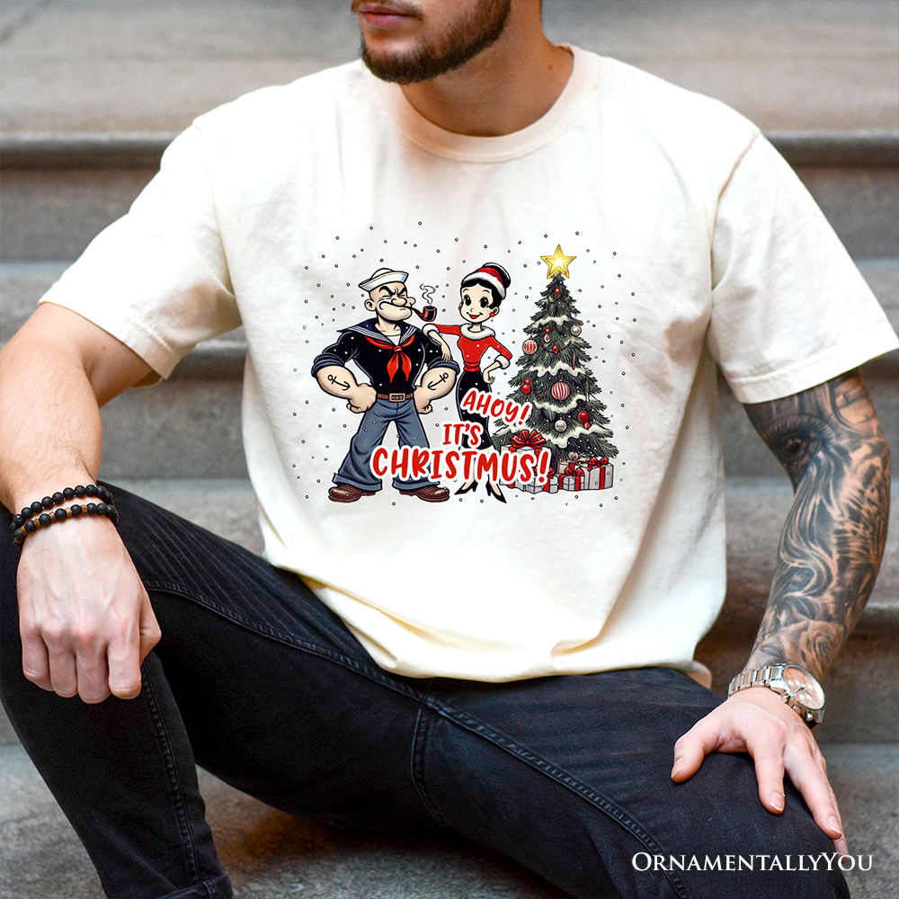 Ahoy! It's Christmus! Popeye and Olive T-Shirt, Vintage Sailor Tee for Christmas Time