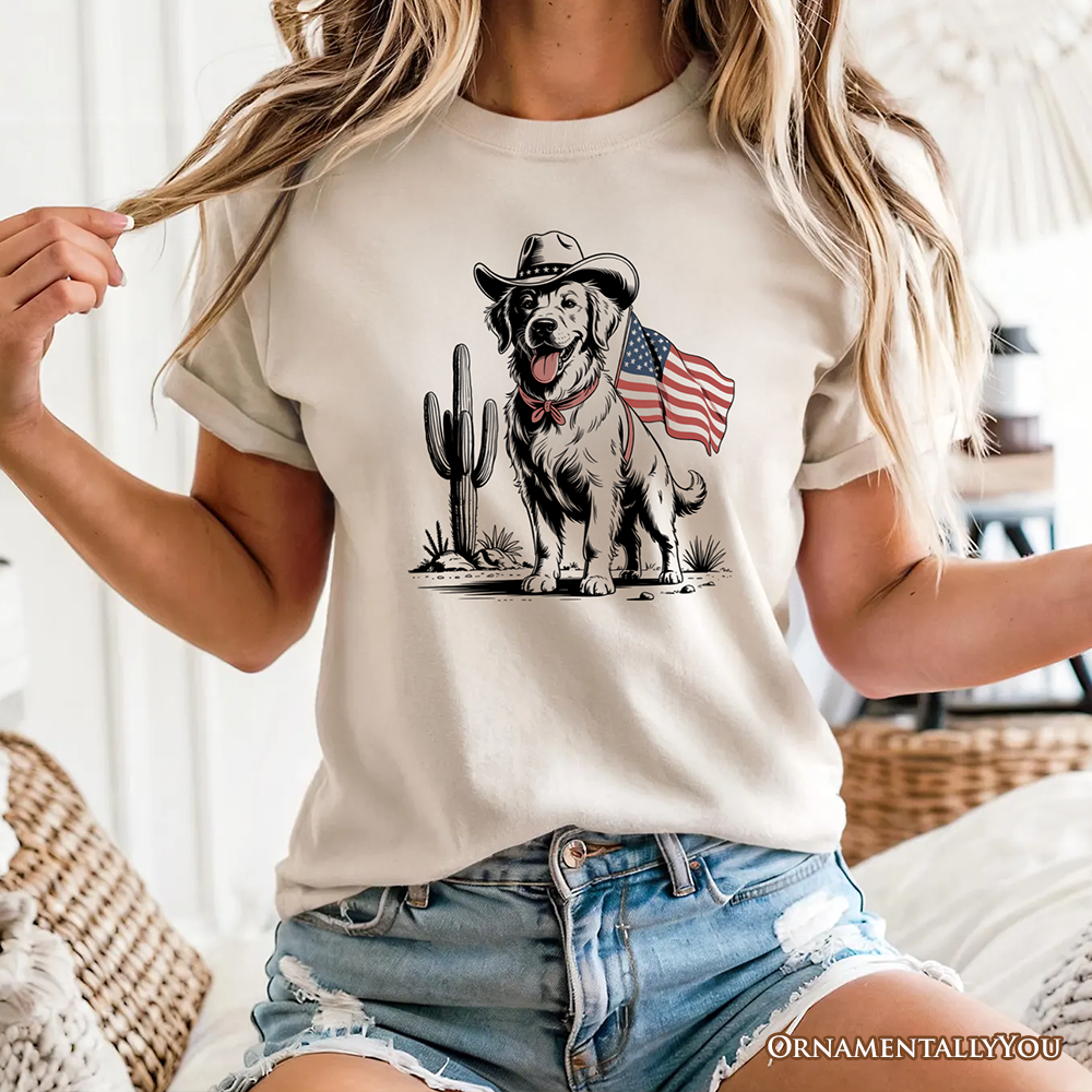 American Cowboy Dog T-Shirt, Western 4th of July Tee for Pet Lovers