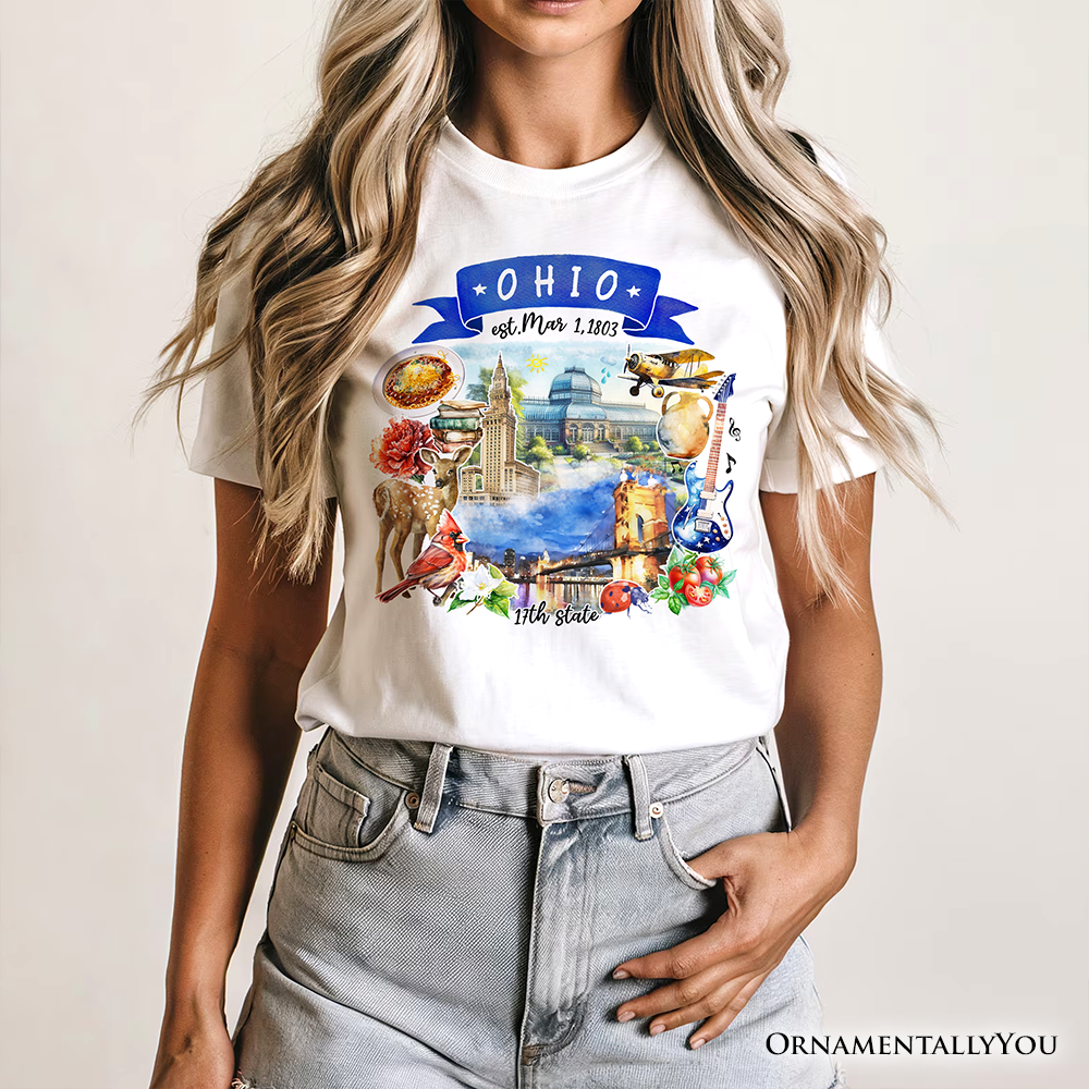 Artistic Ohio State Themes and Landmarks T-Shirt, Tee for History and Travel Lovers
