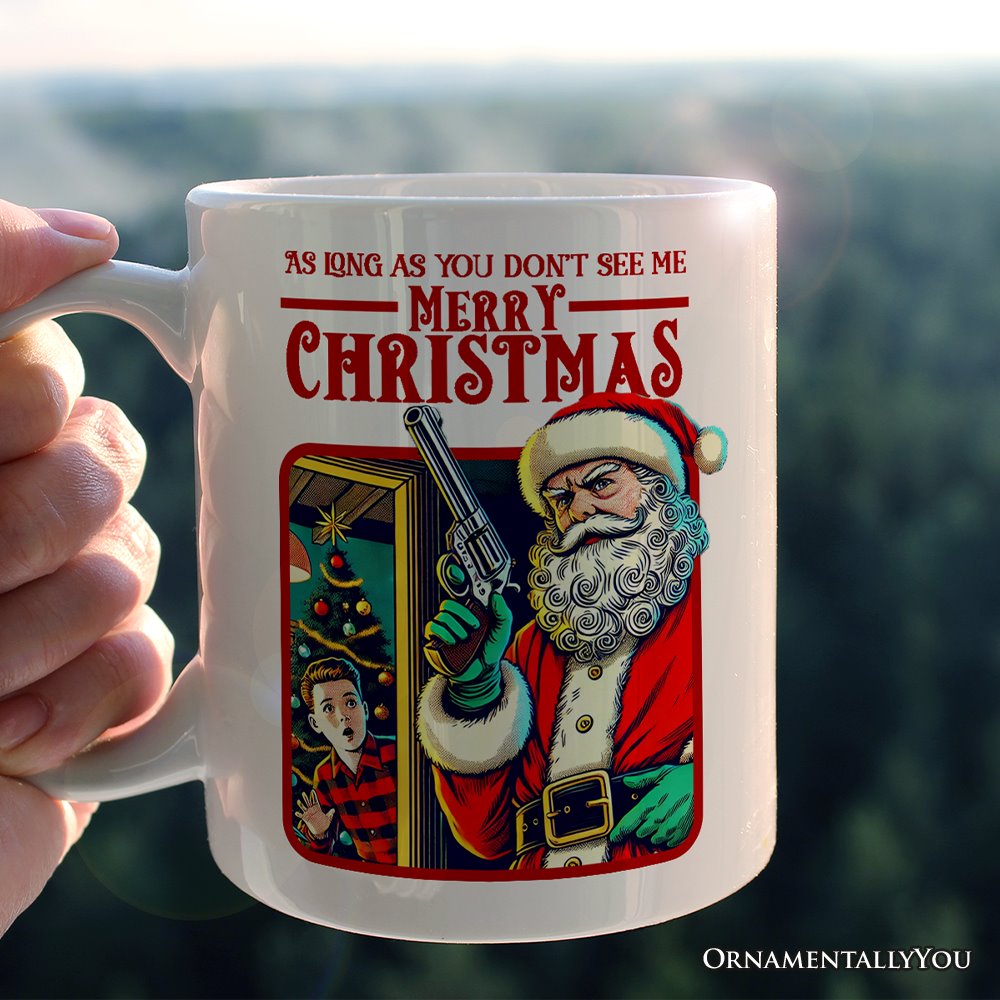 Bad Retro Santa Christmas Personalized Mug, Holiday Humor Gift with Custom Name