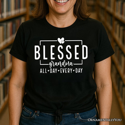 Blessed Grandma T-Shirt, All Day Every Day White and Black Tee for Faithful Grandmothers