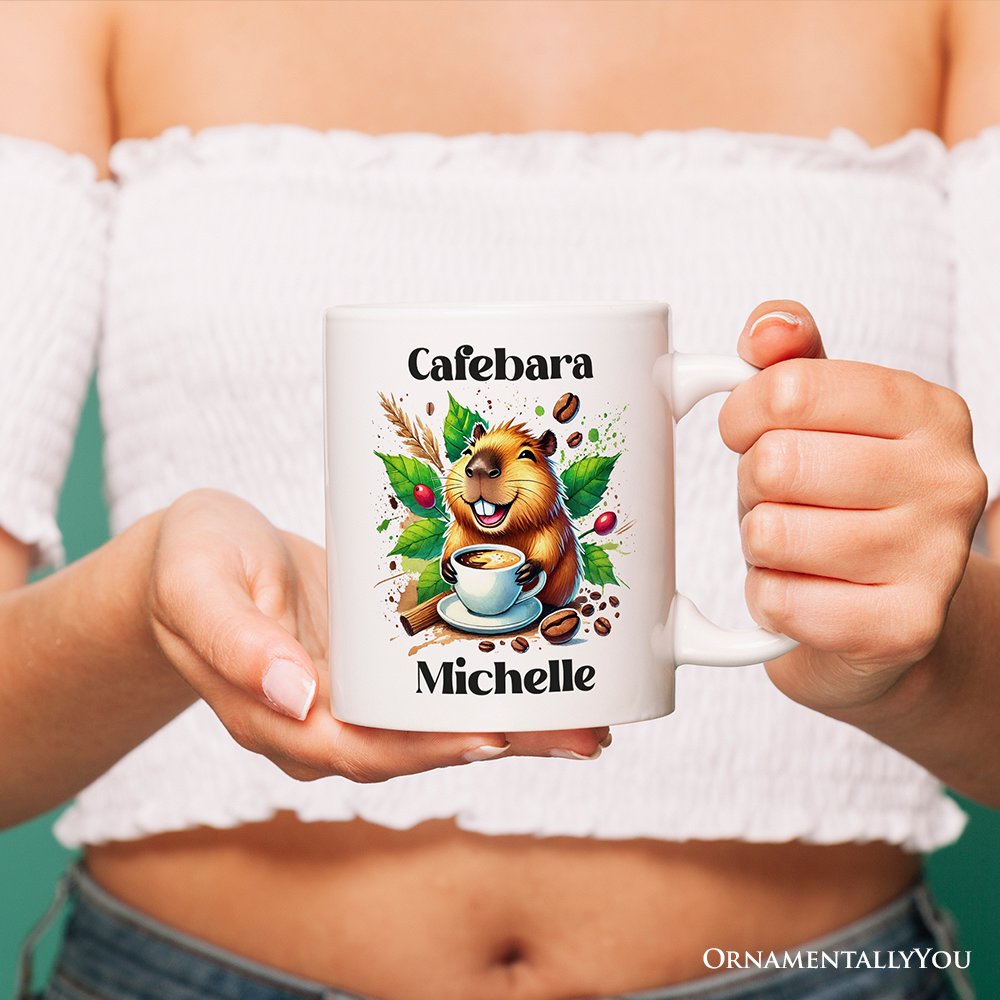 Cafebara Personalized Mug, Coffee and Capybara Lover Gift With Custom Name