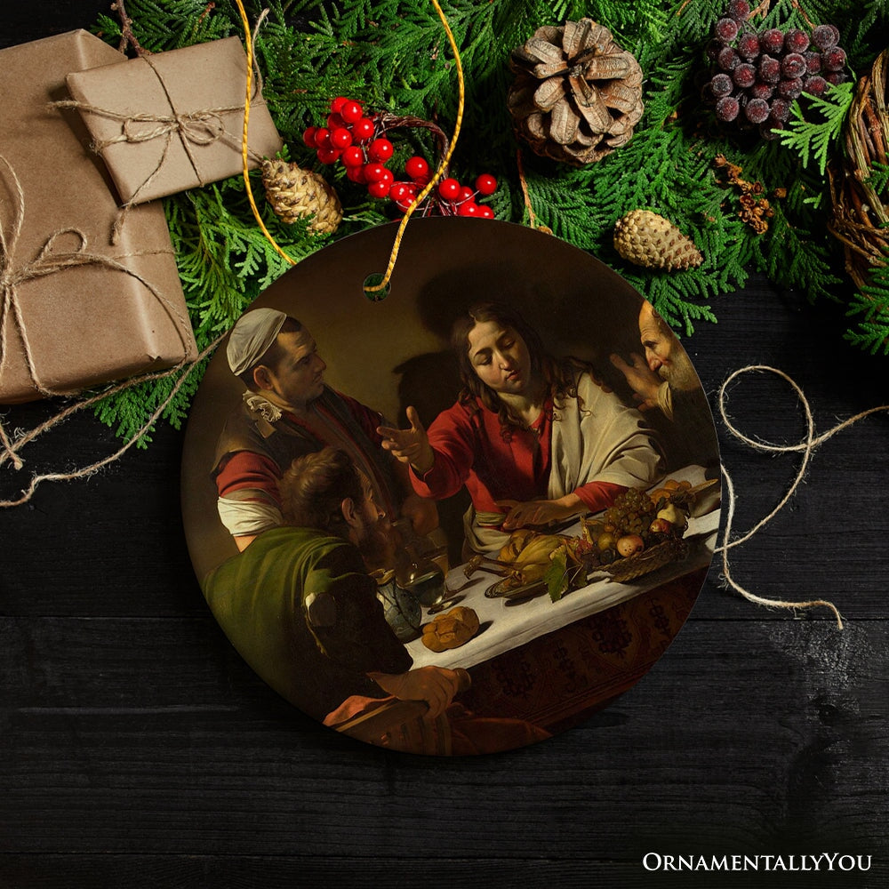 Caravaggio Supper at Emmaus Ornament, Famous Painting Christmas Decoration Souvenir