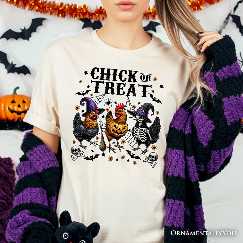 Chick or Treat Chicken T-Shirt, Funny Farmhouse Halloween Tee