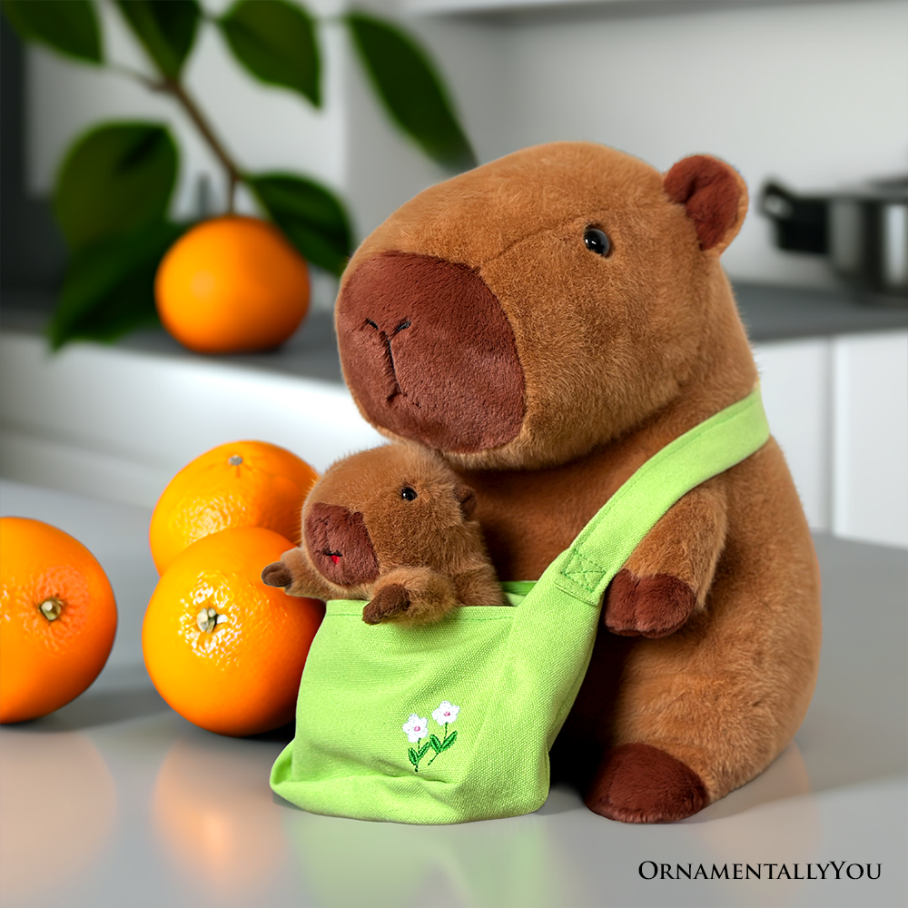 Coco the Capybara and Her Baby Plushie Set, Adorable 12" Stuffed Animal Toy Gift for Children