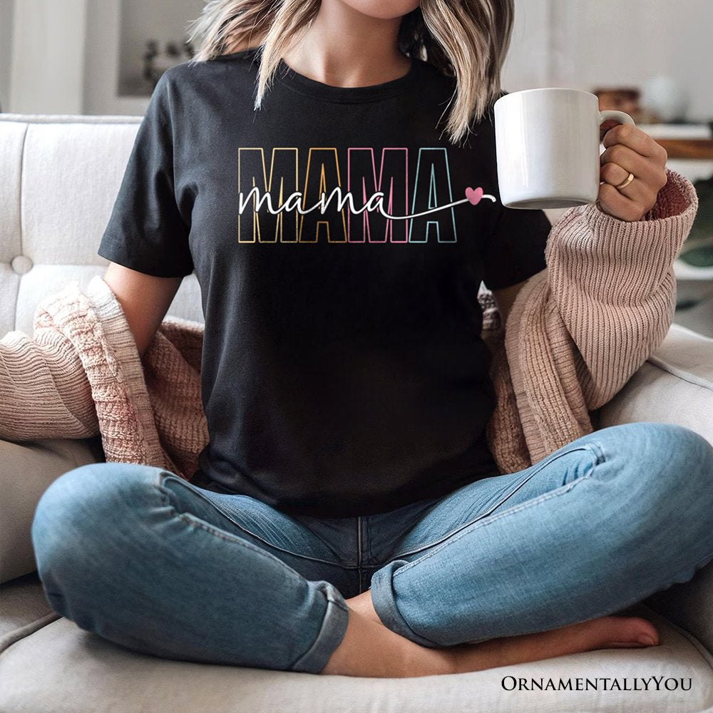 Colorblock Mama T-Shirt, Black Trendy Casual Women's Tee